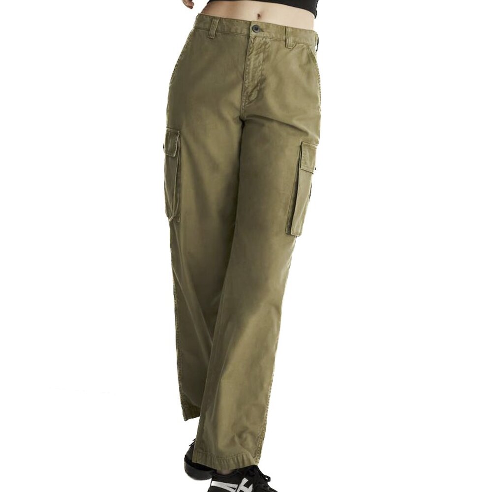 Madewell Garment-Dyed Low-Slung Straight‎ Cargo Pants Military Olive Green Sz 31